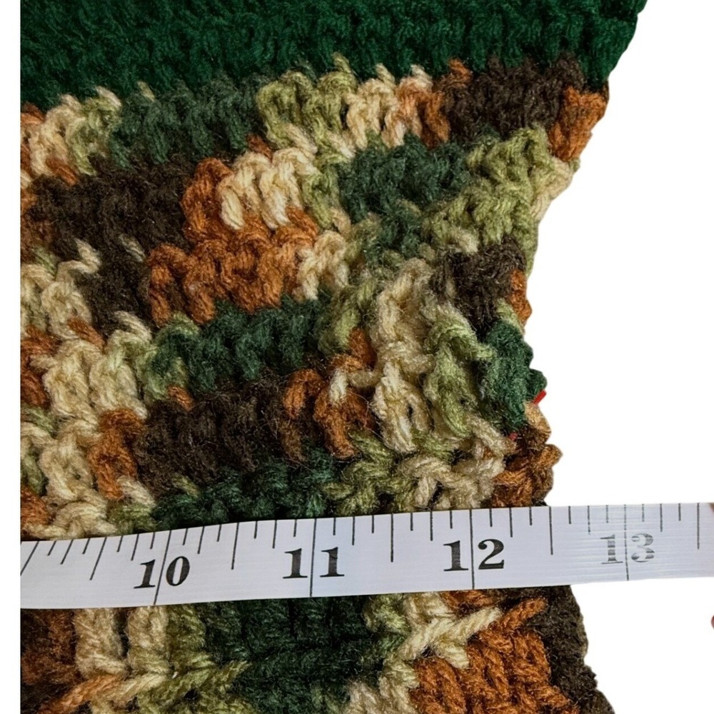 Handmade Crochet Maxi Dress Green Brown Scalloped Boho Festival Fall XS - Picture 3 of 6